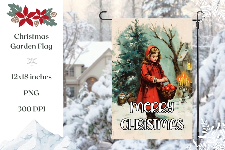 Vintage Christmas Garden Flag, Winter Garden Flag Design