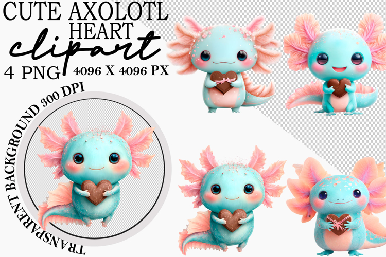 Cute Axolotl Heart Clipart