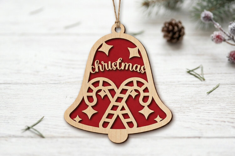 Christmas Ornament SVG - Laser Cut Layered Bauble Star example image 1