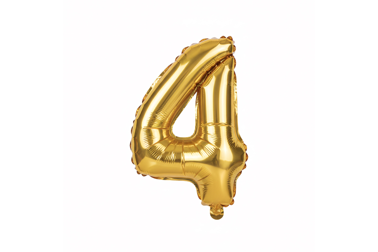 Golden Metallic Number 4 Foil Balloon Party Decoration