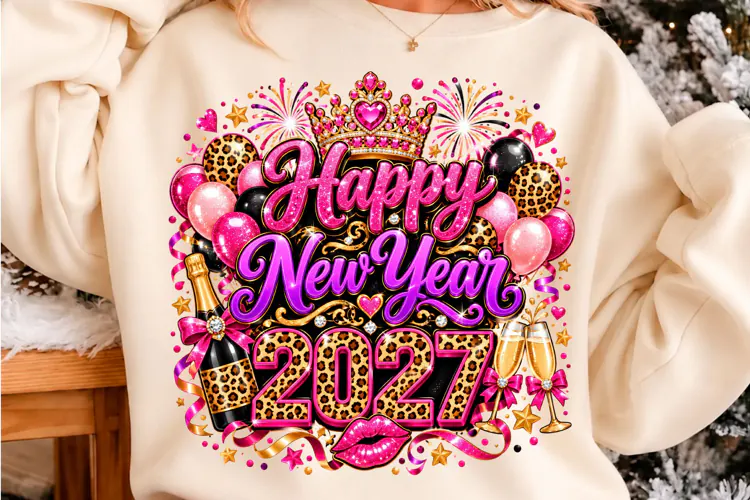 Happy New Year 2027 Leopard PNG New Year T-shirt Png