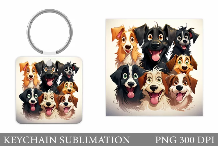 Funny Dog Keychain Sublimation. Cute Dog Keychain Design
