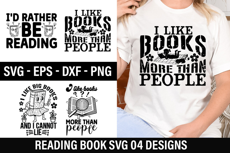 Reading Books SVG Design -I like books more than people