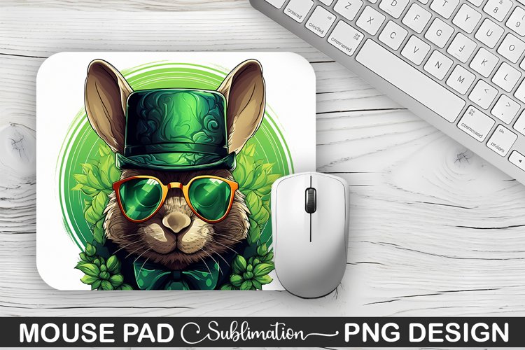 St. Patricks Day Bunny Sublimation Mouse Pad Design