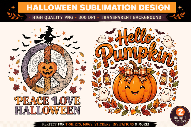 Fall And Halloween sublimation Design,peace love halloween