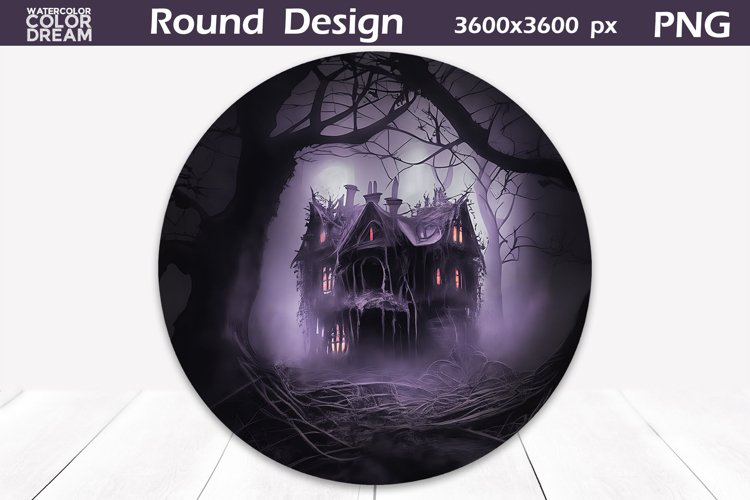 3D Halloween House Round Design | Haunted House Halloween example image 1