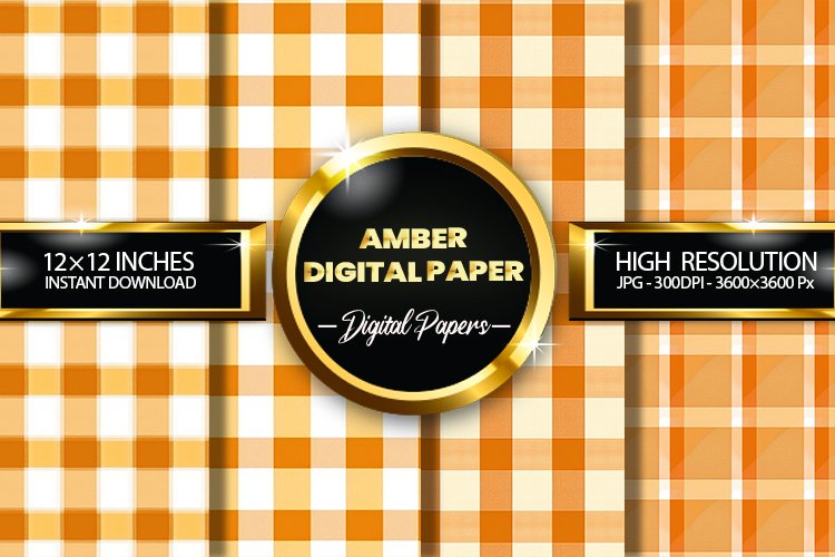 Amber Gingham Digital Papers - 04 Variations