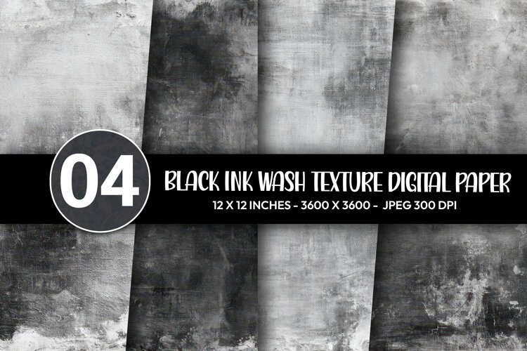 Black Ink Wash Texture Digital Paper example image 1