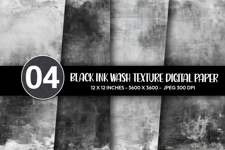 Black Ink Wash Texture Digital Paper