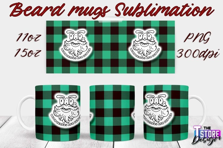 Beard Mug Design | 11 oz 15 oz Mug Sublimation | PNG File example image 1