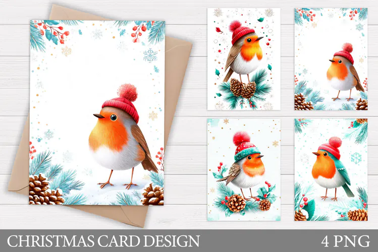 Christmas Bird Card Printable. Christmas Card Design