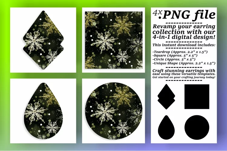 Twinkling Flurries: Glitter Snowflakes Sublimation Art