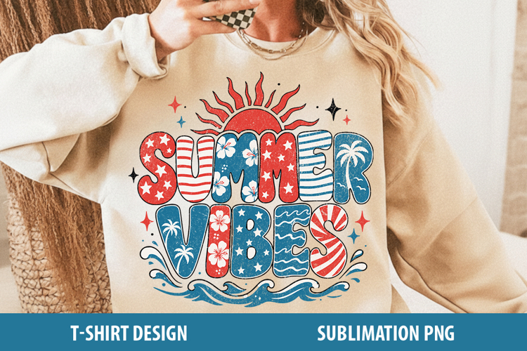 Summer Vibes Sublimation PNG | Retro Beach Design