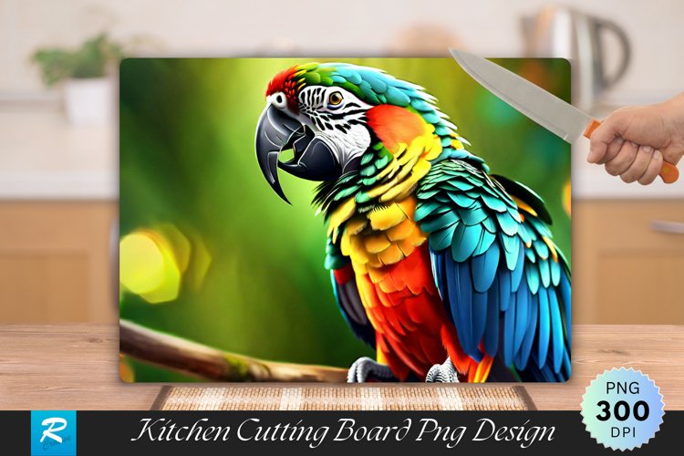 Neotropical Parrots Bird Cutting Board Sublimation Design