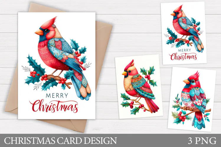 Christmas Cardinal Card Design. Christmas Card Printable