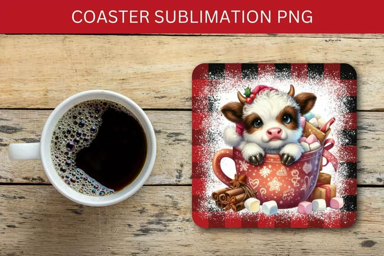 square coaster - cow in the mug