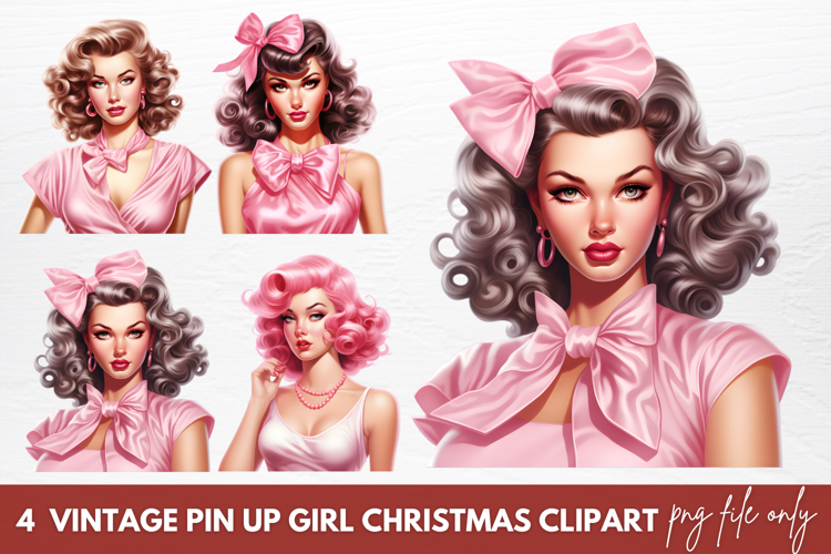 Vintage Pin Up Girl Christmas Clipart