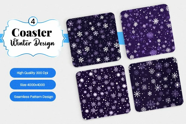 Square Coaster winter snow Sublimation