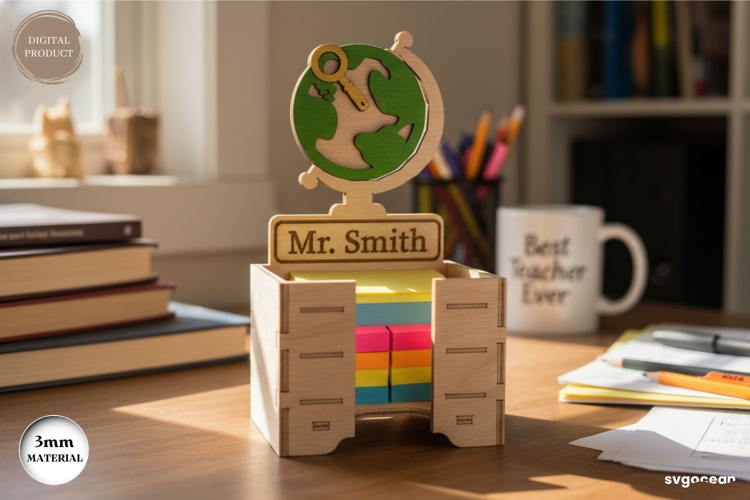 Globe Sticky Note Holder Laser Cut | Gift For Teacher | SVG