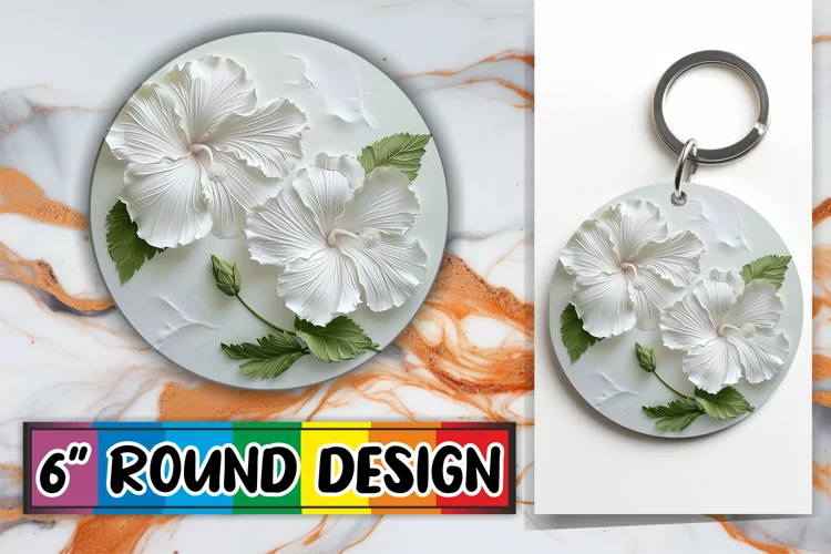 White Blossom Euphoria: 3D Circle Design Sublimation