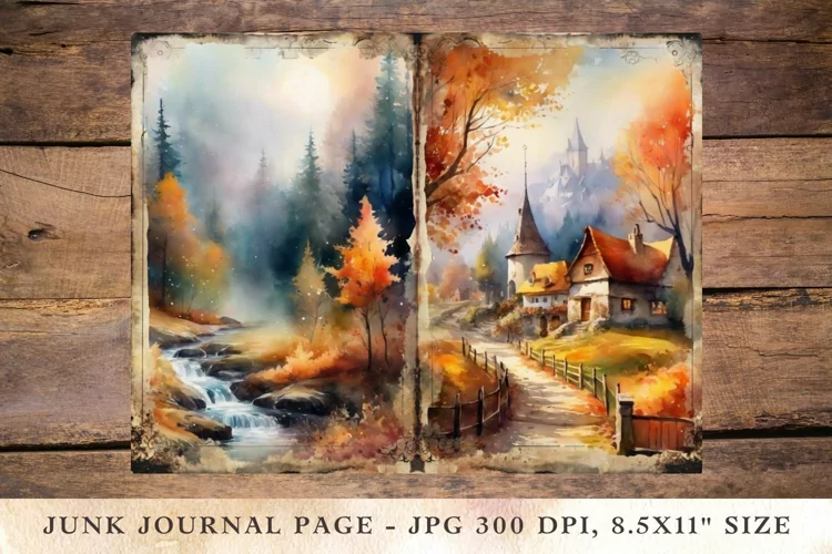 Printable Junk Journal Pages fall autumn 2