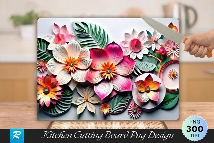 Floral Cutting Board Sublimation Design