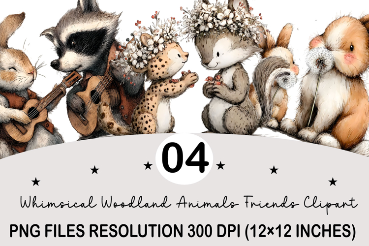 Whimsical Animals Friends Clipart Valentines Day PNG