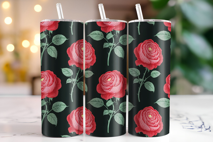 Rose Flowers Tumbler Wrap | Sublimation | Tumblers