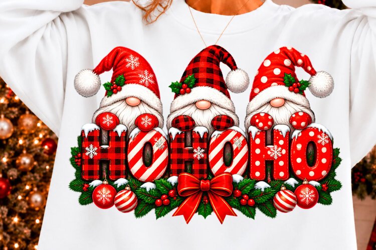 Ho Ho Ho Christmas Gnome Shirt Design example image 1
