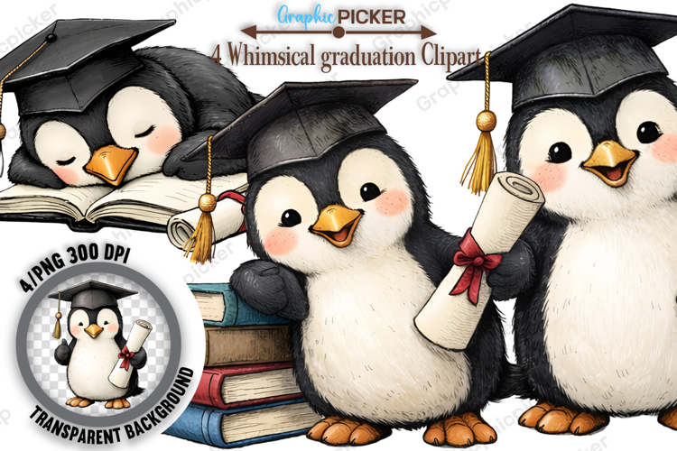 Graduation Animal Clipart PNG, Watercolor Graduation Animal