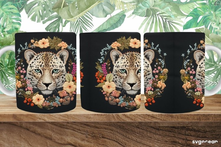 Embroidery Leopard Mug | 11 oz | Sublimation
