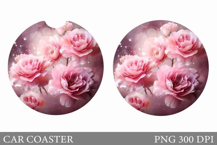 3D Flowers Car Coaster. Rose Car Coaster Sublimation