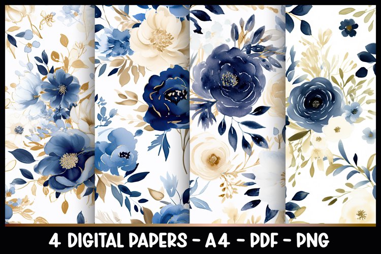 4 Digital Papers Vintage Florals I Vintage Theme