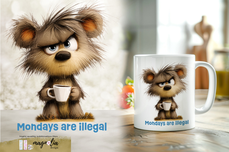 Funny Woodland Bear, Coffee mug wrap sublimation