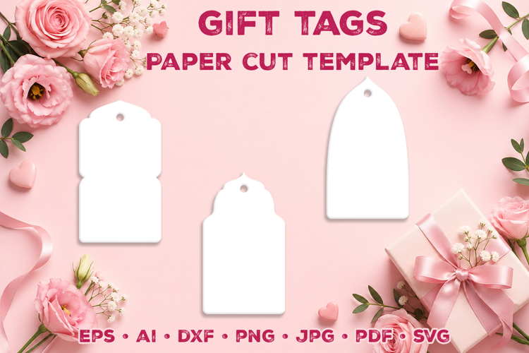 Paper Cut Tags Template. Gift Tags SIlhouette. Sale Tags SVG