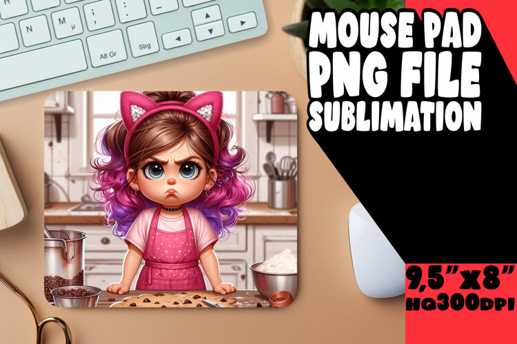 Bright Mouse Pad Design Sublimation, Girl Grumpy example image 1
