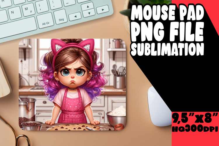 Bright Mouse Pad Design Sublimation, Girl Grumpy