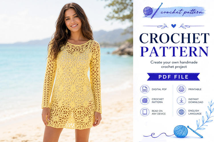Flower Lace Tunic Crochet Pattern PDF