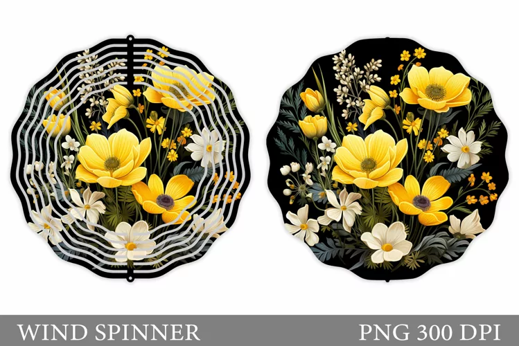 Wildflowers Wind Spinner Design. Floral Wind Spinner