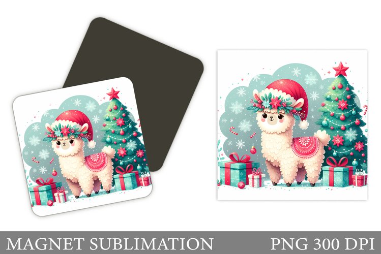 Christmas Lama Magnet. Christmas Magnet Sublimation example image 1