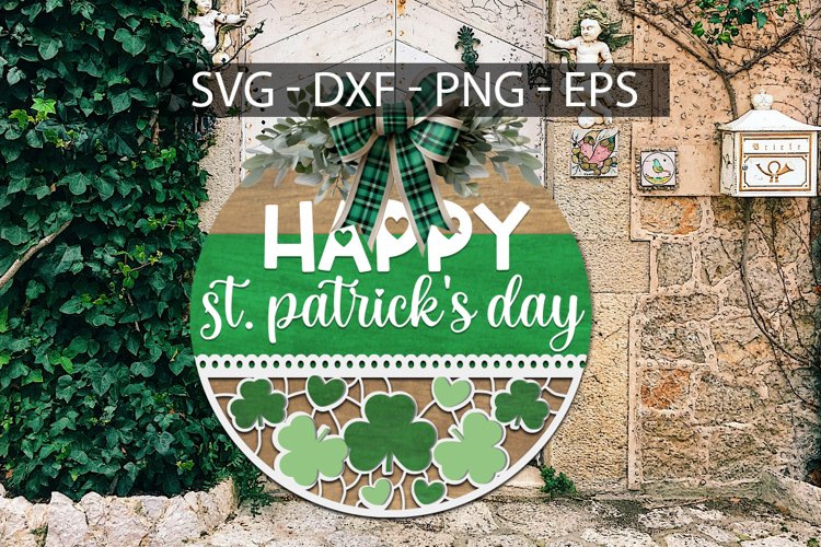 Happy St. Patricks Day, Door Hanger SVG, Round Sign SVG