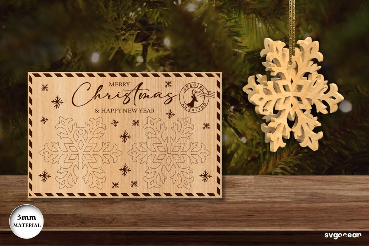3D Snowflake Ornament Card Laser Cut | Christmas | SVG