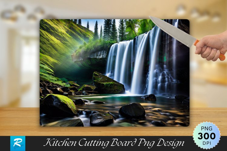 3D Waterfall Cutting Board Sublimation Design example image 1