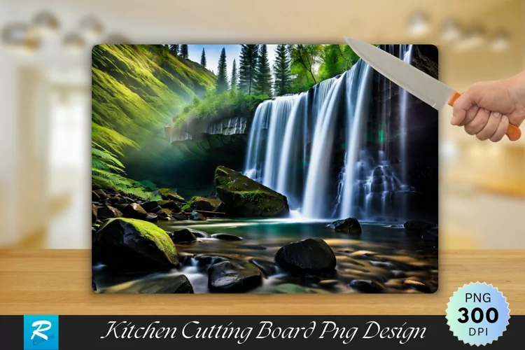 3D Waterfall Cutting Board Sublimation Design