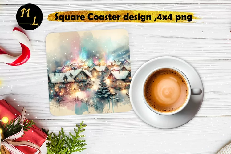 Christmas House Square Coaster sublimation