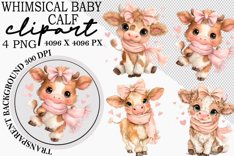Whimsical Baby Calf Clipart
