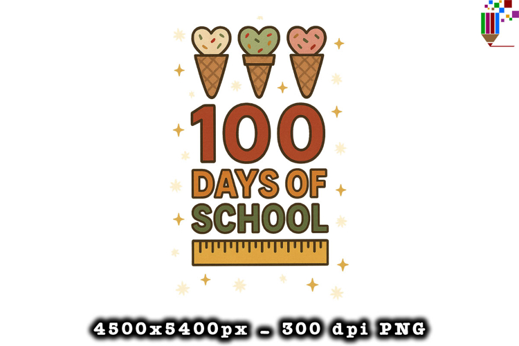 100 Days of School Ice Cream PNG