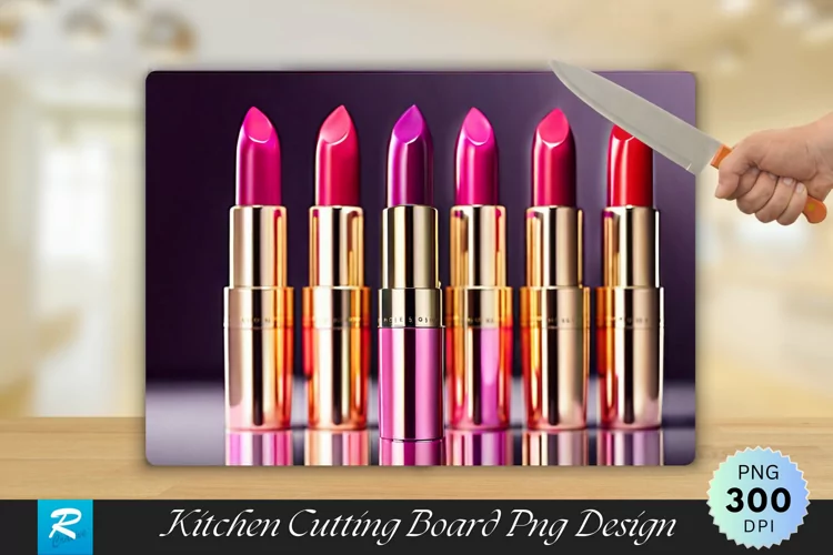 Colorful Lipsticks Cutting Board Sublimation Design