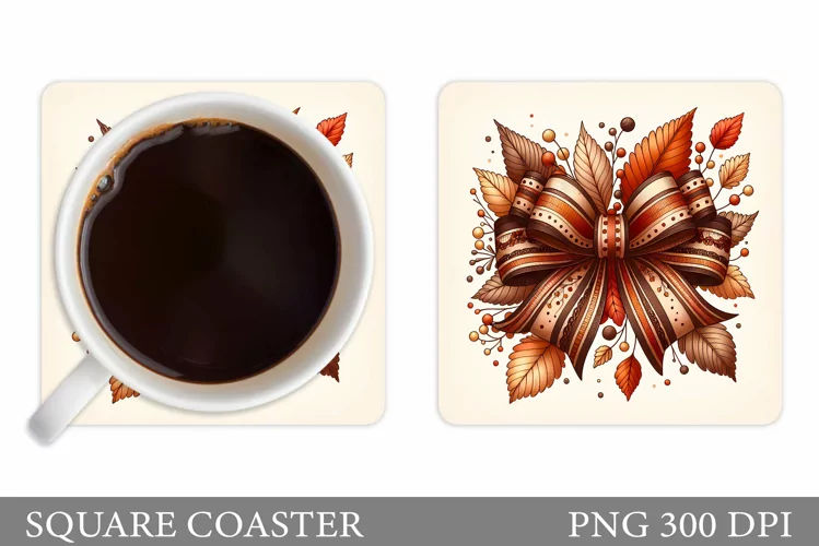 Bow Fall Coaster Design. Fall Bow Sublimation