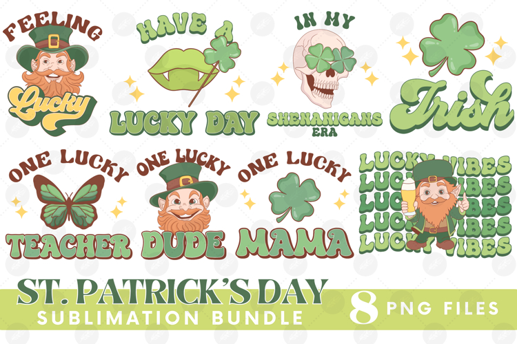 Happy St Patricks Day PNG DTF Irish Lucky Beer Bundle Set